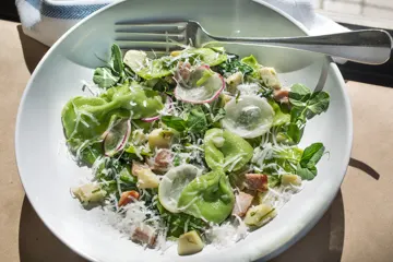 Spinach Farfalle with Ham from the Hillside Supperclub